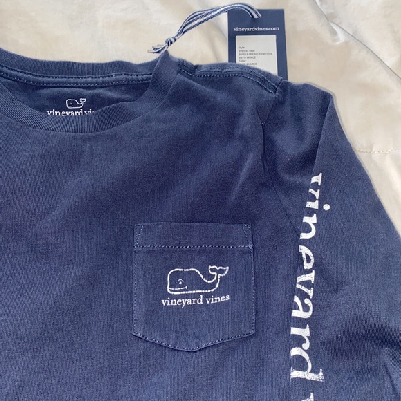 Not 4 Sale Vineyard vines long sleeved Pocket Vintage Whale Blue t-shirt Size 7 - Picture 2 of 7